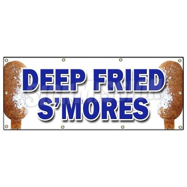 DEEP FRIED SMORES BANNER SIGN fresh made on a stick sweet snack candy